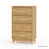 Picture of Darwen Rustic Teak Wood 4 Drawer Bedroom Tall Dresser