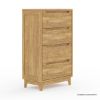 Picture of Darwen Rustic Teak Wood 4 Drawer Bedroom Tall Dresser