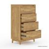 Picture of Darwen Rustic Teak Wood 4 Drawer Bedroom Tall Dresser