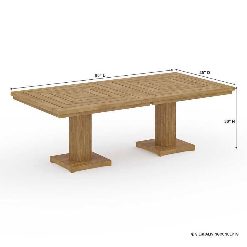 Merced Modern Outdoor Pedestal Dining Table Dimension Image