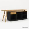 Picture of Mendoza Farmhouse Solid Wood 2 Tone L Shaped Rotating Desk