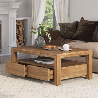 Picture of Glenbrook Solid Wood 2 Tier Coffee Table​ With Drawers
