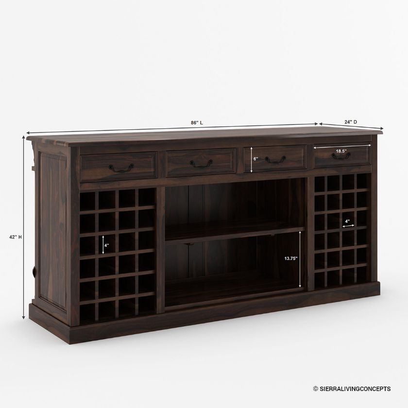 Nahant Traditional Home Bar Table with Storage  Dimension Image
