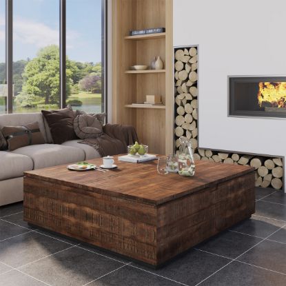 Monroe Rustic Square Coffee Table with Trunk Storage