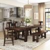 Picture of Tirana Rustic Solid Wood Extension Dining Table 6 Chairs and Bench Set