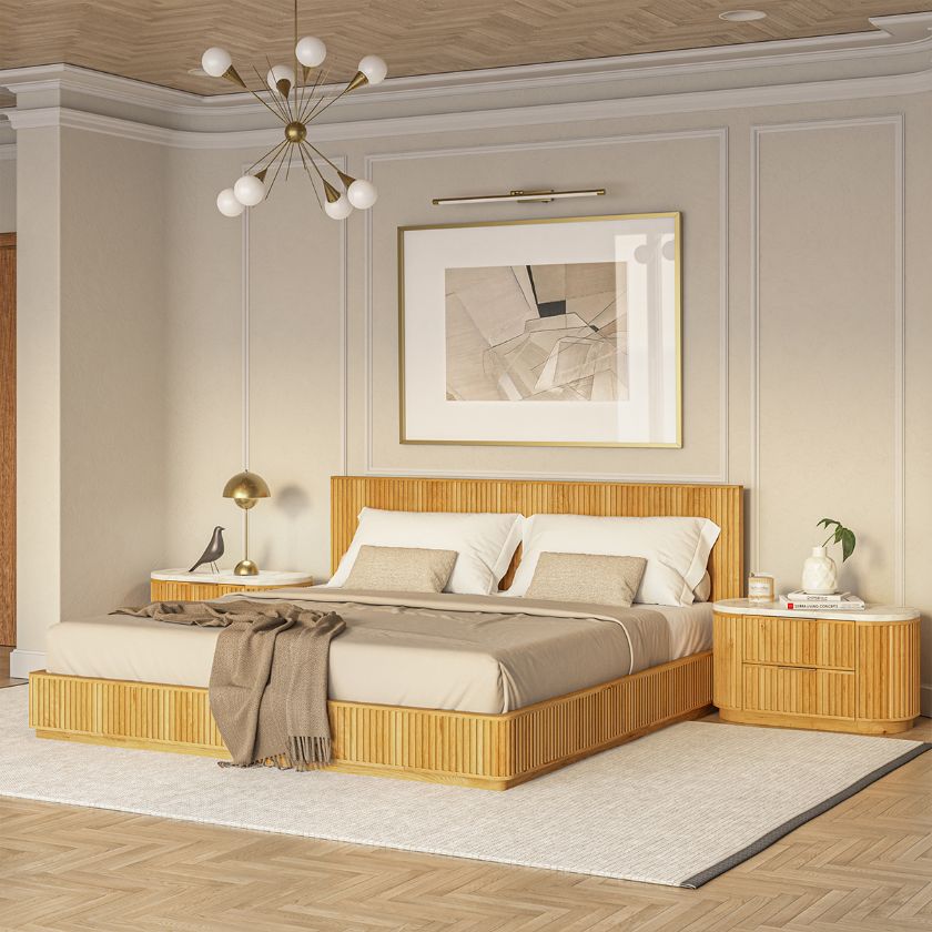 Picture of Cargo Fluted Solid Wood Platform Bed Frame