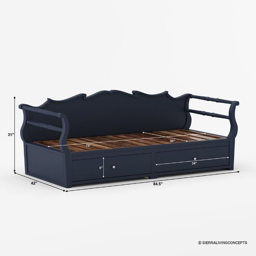 Burgos Modern Daybed With Storage Size Image