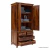 Picture of Simply Tudor Rustic Solid Wood Wardrobe Armoire With Drawers and Shelves