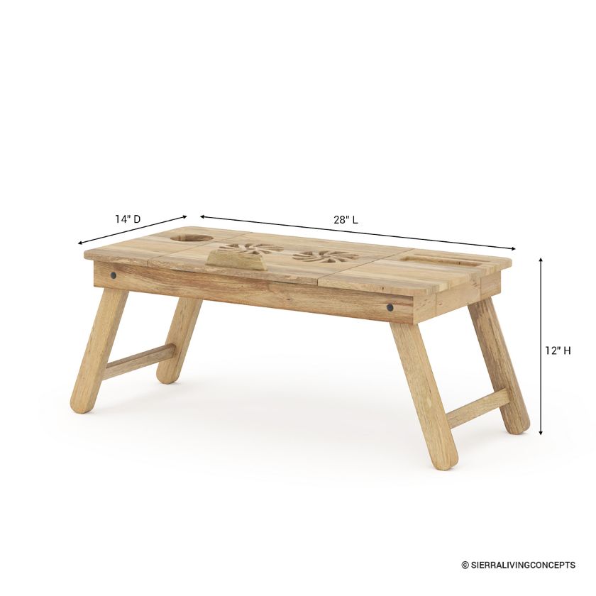 Doral Solid Wood Foldable Laptop Desk  Dimension Image