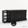 Picture of Lublin Solid Wood Farmhouse Black Kitchen Island With Drop Leaf