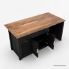 Picture of Bryan Fluted Farmhouse Black Kitchen Island with Mini Fridge Space