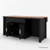 Picture of Bryan Fluted Farmhouse Black Kitchen Island with Mini Fridge Space