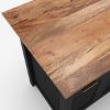 Picture of Bryan Fluted Farmhouse Black Kitchen Island with Mini Fridge Space