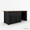 Picture of Bryan Fluted Farmhouse Black Kitchen Island with Mini Fridge Space