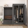 Picture of Nokomis Modern Grey Entryway Hall Tree with Coat Rack & Storage Bench
