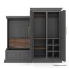 Picture of Nokomis Modern Grey Entryway Hall Tree with Coat Rack & Storage Bench
