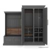 Picture of Nokomis Modern Grey Entryway Hall Tree with Coat Rack & Storage Bench
