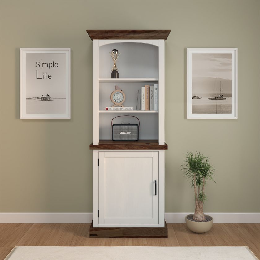 Picture of Morven Solid Wood White Bookcase with Door