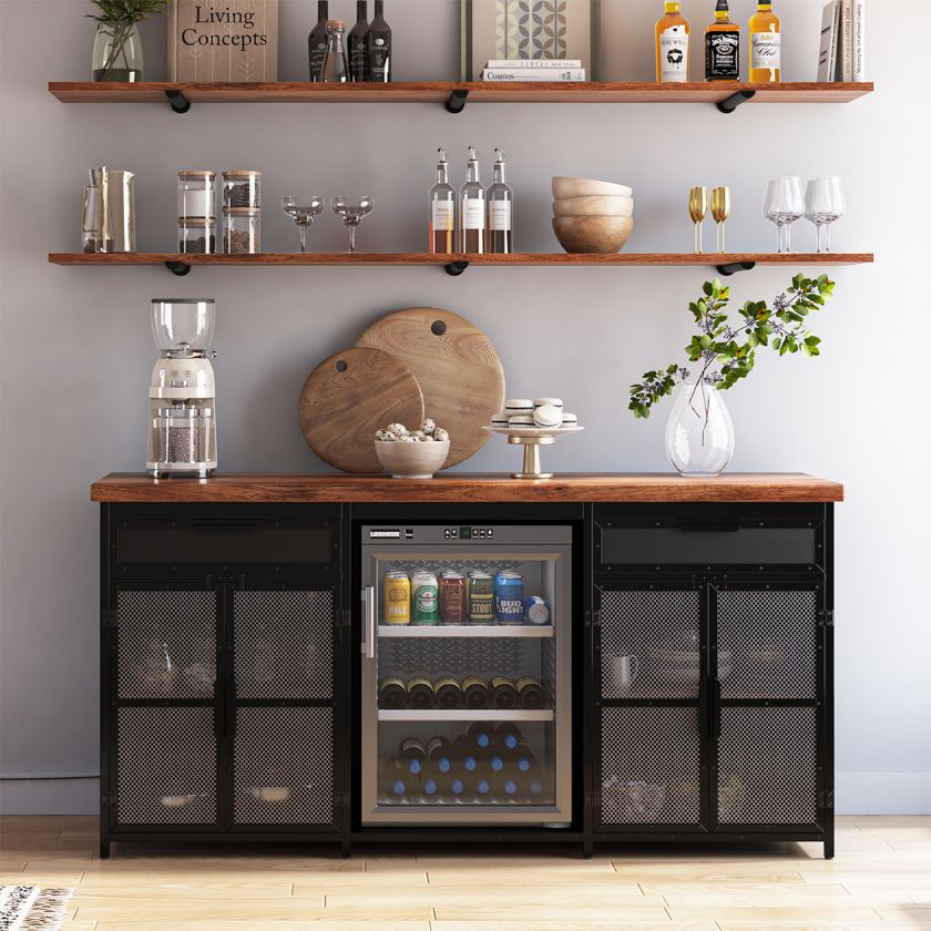 Picture of Kerry Modern Black Sideboard with Mini Fridge Space