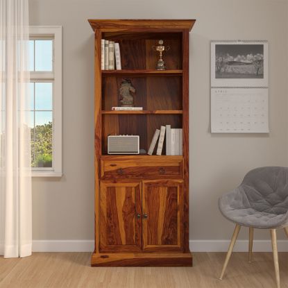 Picture of Lithia Tall Solid Wood Bookcase with Door