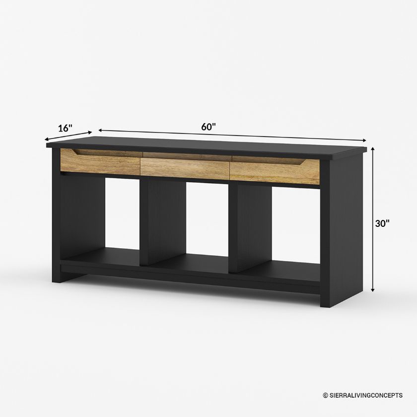 Aventura Black Entryway Console Table with Storage Size Image