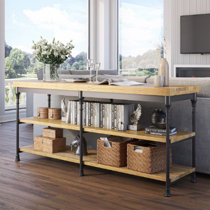 Picture of Encino Industrial Sofa Console Table With Shelves