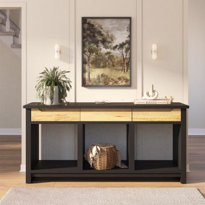 Picture of Aventura Black Entryway Console Table with Storage