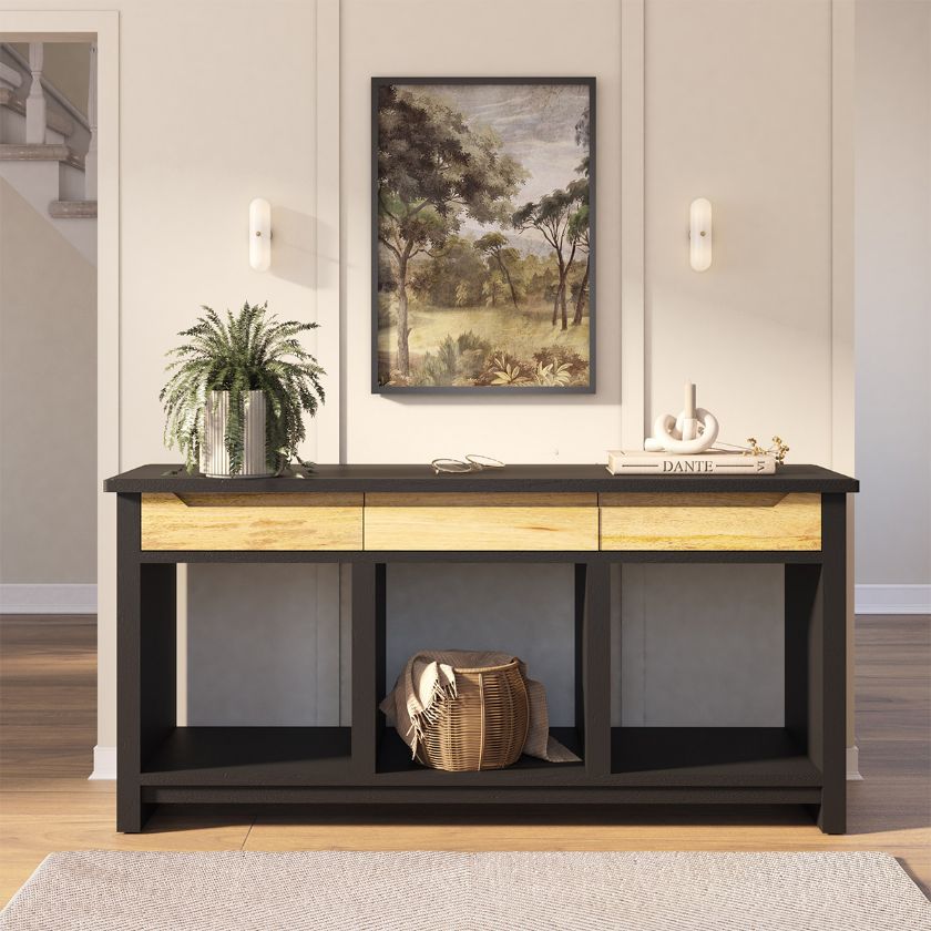 Picture of Aventura Black Entryway Console Table with Storage