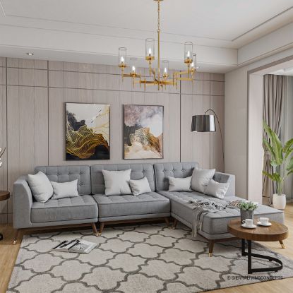 Picture of Fairfax L Shape Gray Sectional Sofa With Chaise