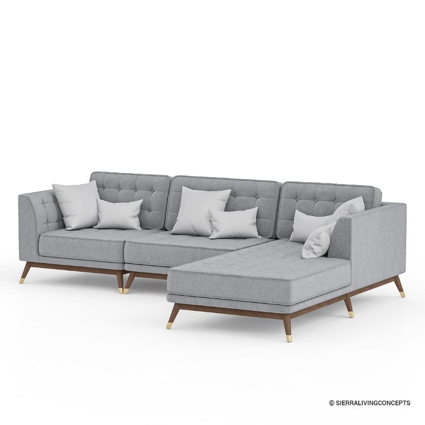 Fairfax L Shape Gray Sectional Sofa With Chaise Dimension Image