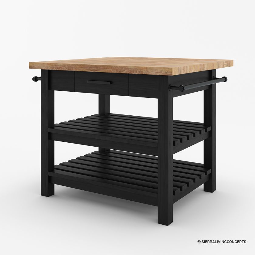 Catania Solid Wood Farmhouse Small Kitchen Island with Drop Leaf Size Image