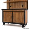 Picture of Mapleton Rustic Solid Wood Industrial Baker’s Rack with Cabinet