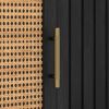 Picture of Martinez Solid Wood Black Entryway Hall Tree with Storage and Rattan door