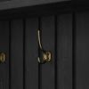 Picture of Martinez Solid Wood Black Entryway Hall Tree with Storage and Rattan door