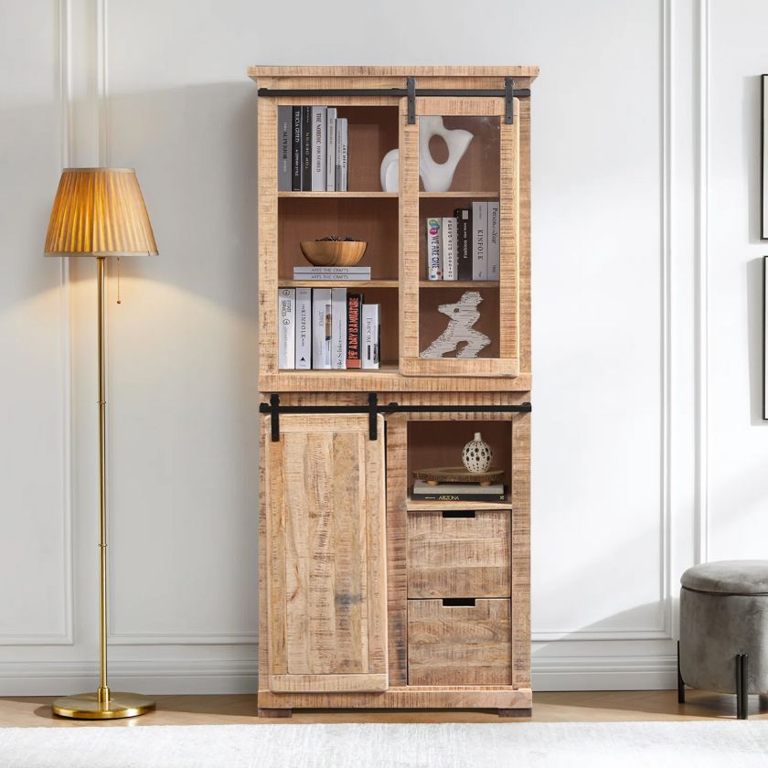 Picture of Stockton Barn Door Display Cabinet with Drawers