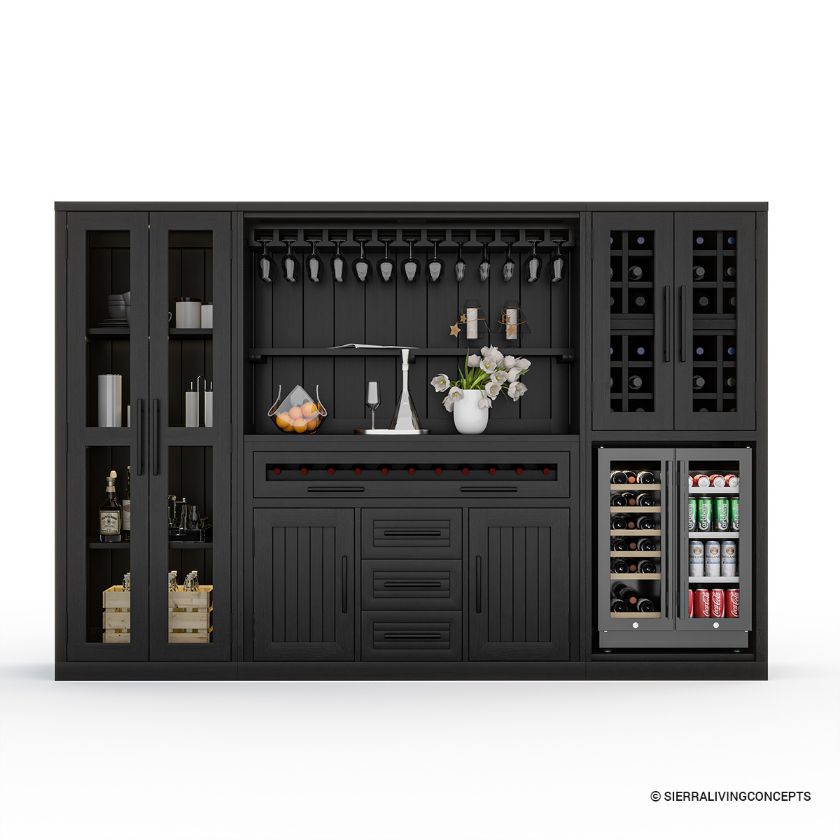 Lisbon Black Wine Bar Cabinet With Fridge Space Size Image