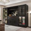 Picture of Lisbon Black Wine Bar Cabinet With Fridge Space