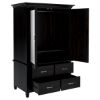 Picture of Magaluf Solid Wood Black Mirrored Armoire