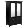Picture of Magaluf Solid Wood Black Mirrored Armoire