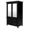Picture of Magaluf Solid Wood Black Mirrored Armoire