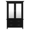 Picture of Magaluf Solid Wood Black Mirrored Armoire