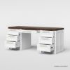 Picture of Alpine Solid Wood White Vanity Desk with Drawers