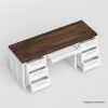 Picture of Alpine Solid Wood White Vanity Desk with Drawers