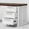 Picture of Alpine Solid Wood White Vanity Desk with Drawers