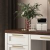 Picture of Alpine Solid Wood White Vanity Desk with Drawers