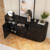 Picture of Perris Solid Wood Modern Black Fluted Sideboard with Drawers