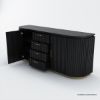 Picture of Perris Solid Wood Modern Black Fluted Sideboard with Drawers