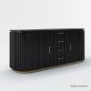 Picture of Perris Solid Wood Modern Black Fluted Sideboard with Drawers