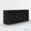 Picture of Perris Solid Wood Modern Black Fluted Sideboard with Drawers