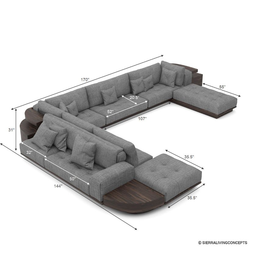 Romoland U Shaped Modular Sectional Sofa Dimension Image